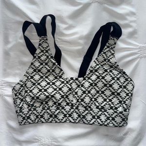 Varley “Valley Bikini Top”, white and dark gray pattern bikini / sports bra